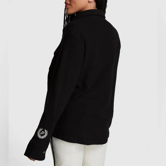 PINK by VS Reversed Fleece Buttoned Shacket in Color Cream Size Large 🆕 - Picture 6 of 6